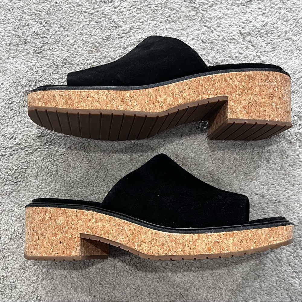 NEW Vince Black Sandals, Women’s Size 9 (EU 39) Slip-In Sandals, Suede Leather